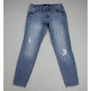 1822 Denim Jeans Womens Size 10 Blue Skinny Stretch Frayed Hem Ankle Distressed